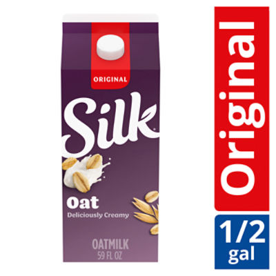 Silk Oat Milk, Original, Dairy Free, Gluten Free, 64 FL ounce Half Gallon