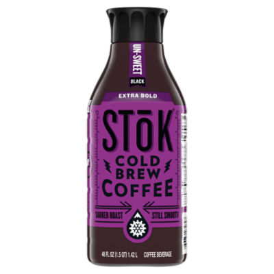 SToK Cold Brew Coffee, Extra Bold, Black, Unsweetened, Dark Roast, 48 FL ounce Bottle