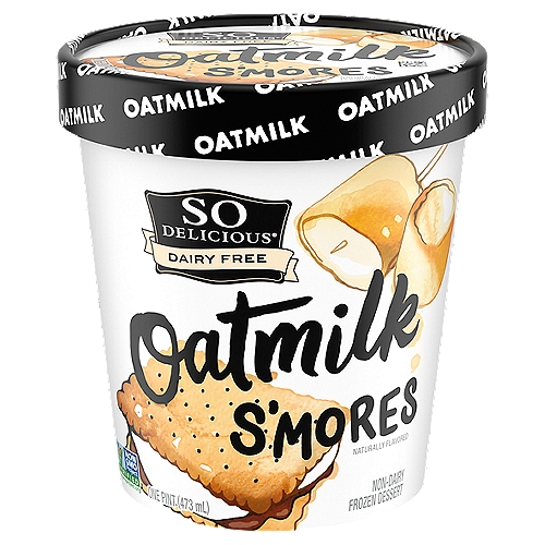 So Delicious Dairy Free Oatmilk S'mores Non-Dairy Frozen Dessert, one pint
Pull up a log. Graham cracker-flavored oatmilk frozen dessert with chocolate bits and marshmallow-flavored swirls of CocoWhip™ topping. It's like sitting in a circle and singing a song of yum.