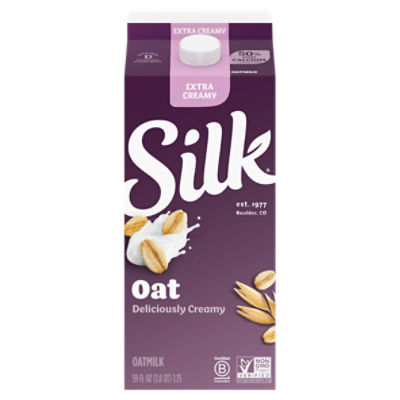 Silk Oat Milk, Extra Creamy, Dairy Free, Gluten Free, 59 FL ounce Half Gallon