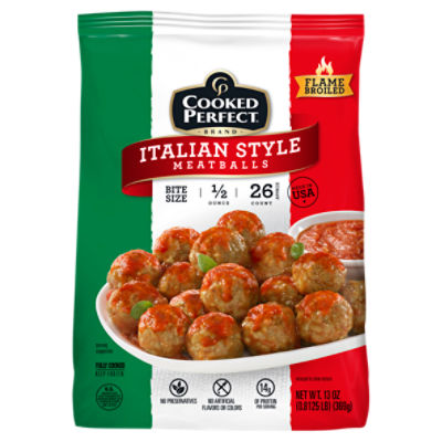 COOKED PERFECT Italian Style Meatballs Bite Size, 13 oz