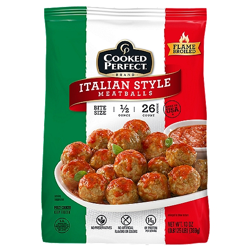 COOKED PERFECT Italian Style Meatballs Bite Size, 13 oz