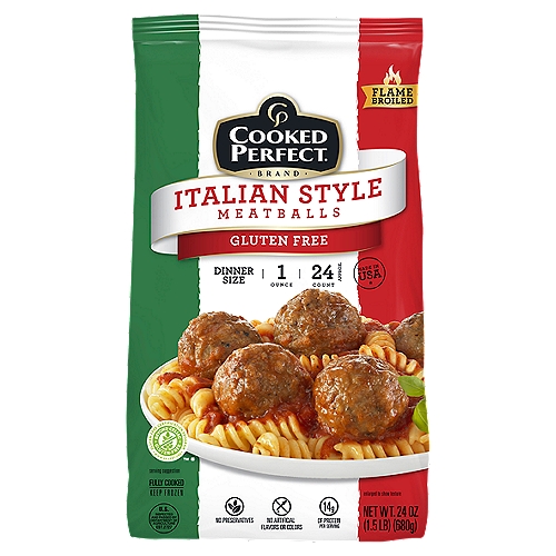 Cooked Perfect Gluten Free Italian Style Meatballs Dinner Size, 24 oz
