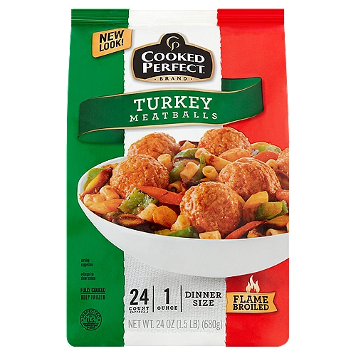 Cooked Perfect Turkey Meatballs Dinner Size, 1 oz, 24 count
