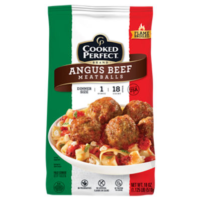 COOKED PERFECT Angus Beef Meatballs Dinner Size, 18 oz