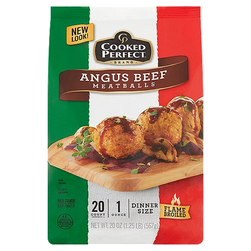 Cooked Perfect Angus Beef Meatballs Dinner Size, 1 ounce, 20 count