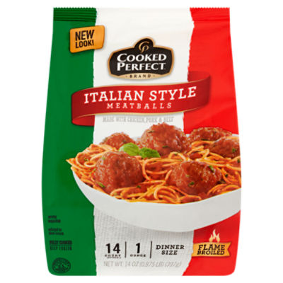 Cooked Perfect Italian Style Meatballs Dinner Size, 1 oz, 14 count