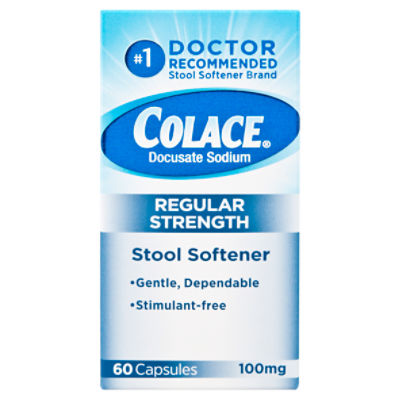 Colace Regular Strength Stool Softener 100mg, 60 Capsules, 60 Each