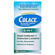 Colace 2in1 Stool Softener + Stimulant Laxative Tablets, 60 Each