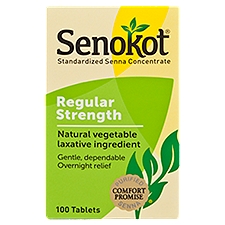 Senokot Regular Strength Standardized Senna Concentrate Tablets, 100 count, 100 Each