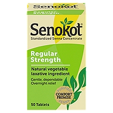 Senokot Regular Strength Standardized Senna Concentrate Tablets, 50 count