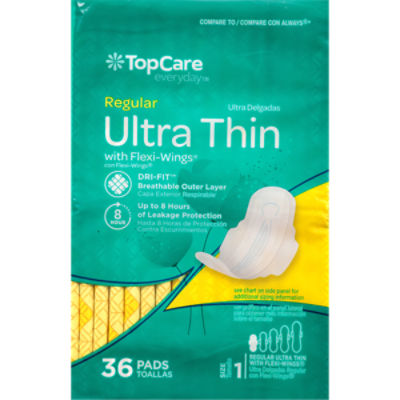 Ultra Thin Daytime Pads with Wings, Size 2, Long Super, Unscented, 20 CT