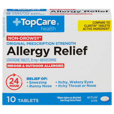 TopCare 24 Hour Allergy Relief Loratadine 10mg Tablets, 10 count