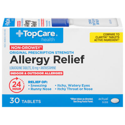 TopCare 24 Hour Allergy Relief Loratadine 10mg Tablets, 30 each, 30 Each