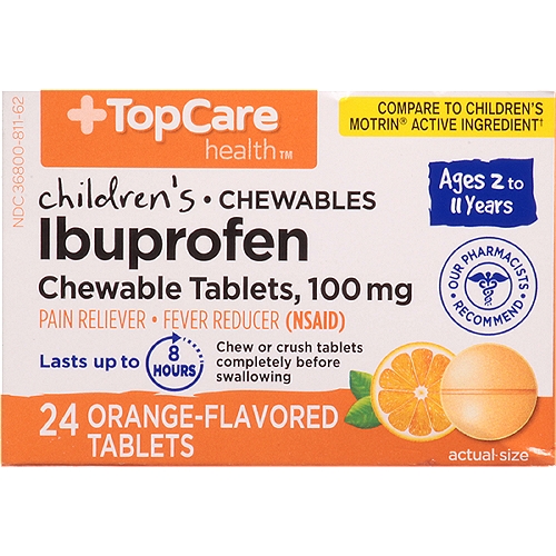 Top Care JR Strength Orange Flavor Ibuprofen Tabs, 24 each