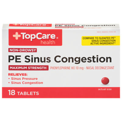 TopCare Nasal Decongestant PE 10mg, 18 each ShopRite