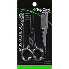 Top Care Moustache Scissors With Comb, 1 each