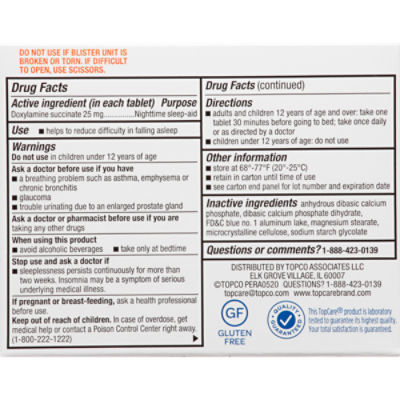 TopCare Doxylamine Sleep Aid Tablets, 32 each