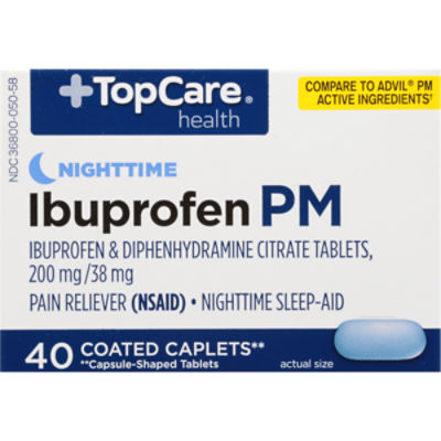 TopCare Ibuprofen PM 200mg Caplets, 40 each, 40 Each