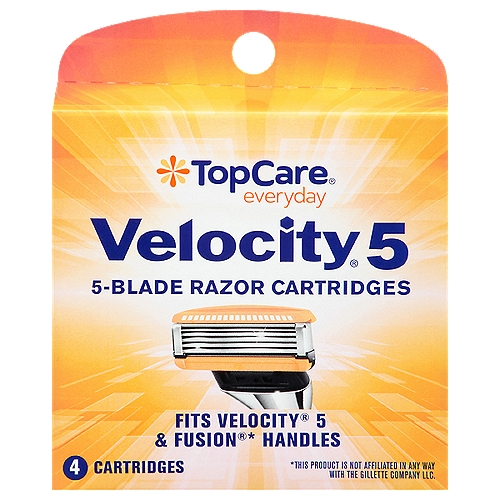 Top Care Velocity 5 Blade Razor Cartridges , 4 each