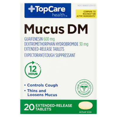 TopCare Guaifenesin Health Mucus DM ExtendedRelease Tablets, 600 mg, 20 count The Fresh Grocer