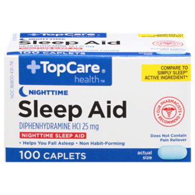 TopCare Diphenhydramine Night Time Sleep Aid Fast Caps, 100 each, 100 Each