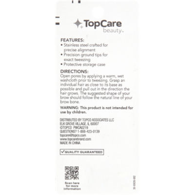 TopCare Tweezers - Slant Tip with Case, 1 each