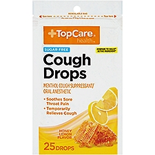 Top Care Sugar Free Cough Drops - Honey Lemon, 25 each