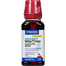 Top Care Nitetime Cold/Flu - Cherry, 8 Ounce