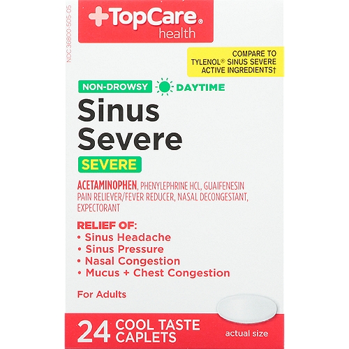 Top Care Sinus Congestion & Pain Severe Caplet, 24 each