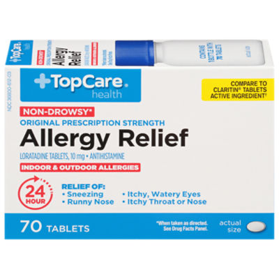 Top Care Allergy Relief Loratadine 10mg Tablets, 70 count, 70 Each