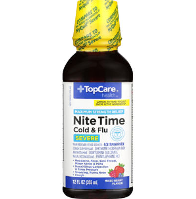 TopCare Nighttime Severe Cold & Flu Liquid, 12 oz, 12 Ounce