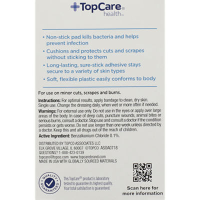 TopCare Antibacterial Plastic Bandages, 60 each