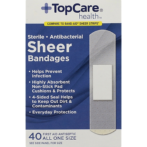 Top Care Antibacterial Sheer Strips, 40 each