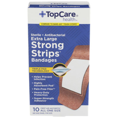 TopCare Antibacterial Strong Strips Bandages, 10 each