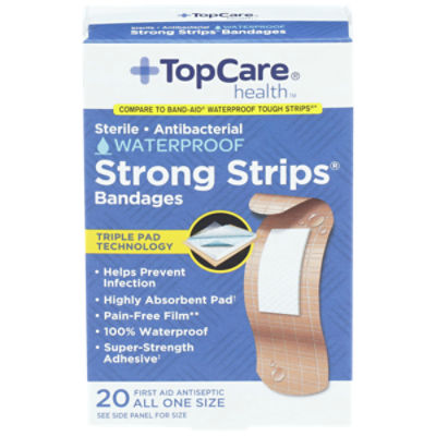 Top Care Waterproof Antibacterial Bandage Strips, 20 each - The Fresh Grocer