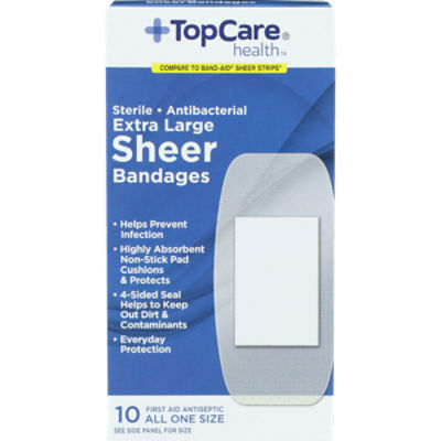 TopCare Clear Antibacterial XL Bandage Strips, 10 each