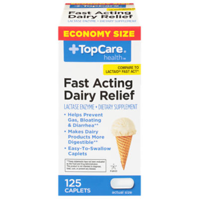 Top Care Dairy Relief Fast Act Caplets, 125 each