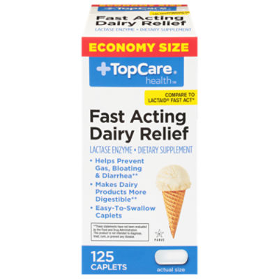 Top Care Dairy Relief Fast Act Caplets, 125 each, 125 Each