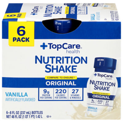 Top Care Nutrisure Vanilla Nutrition Shake - 6 Pack Bottles, 48 fl oz