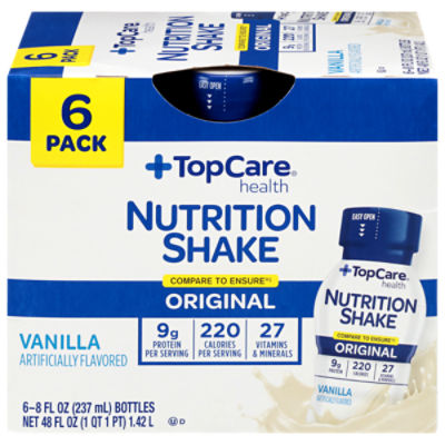 TopCare Nutrisure Vanilla Nutrition Shake - 6 Pack Bottles, 48 fl oz