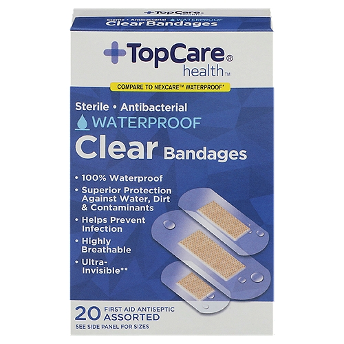 Top Care Waterproof Clear Bandages, 20 each