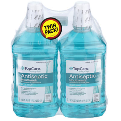 TopCare Blue Mint Antiseptic Mouthwash - Twin Pack, 101.4 fl oz