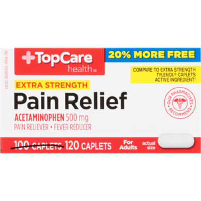 TopCare Extra Strength Acetaminophen Caplets, 500 MG, 120 Each