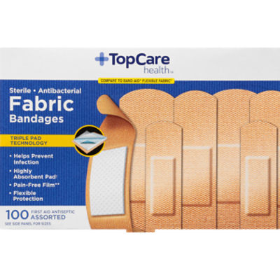 Top Care Antibacterial Flex Fabric Bandages, 100 count