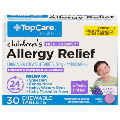 TopCare Children's Allergy Relief Chewable Loratadine 5mg Tablets, 30 count