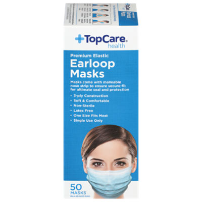 TopCare Health Premium Elastic Earloop Face Masks, 50 Each