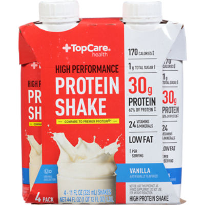 Top Care High Performance Vanilla Protein Shakes, 4 Pack