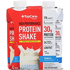 Top Care High Performance Vanilla Protein Shakes, 4 Pack