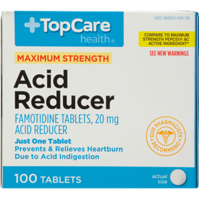 TopCare Acid Reducer Famotidine Maximum Strength 20 mg Tablets, 100 count